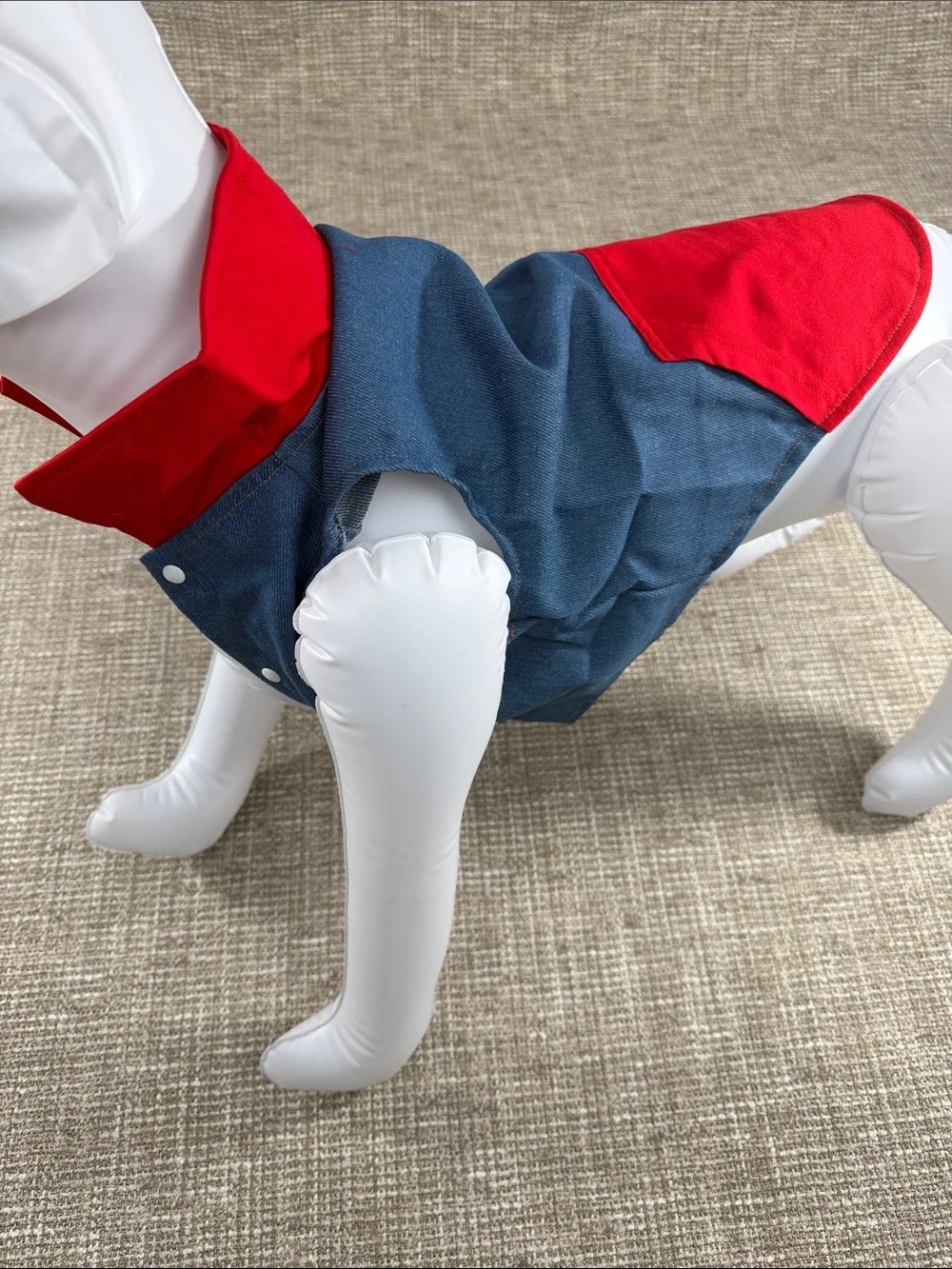 Red and Blue Dog vest with Cap